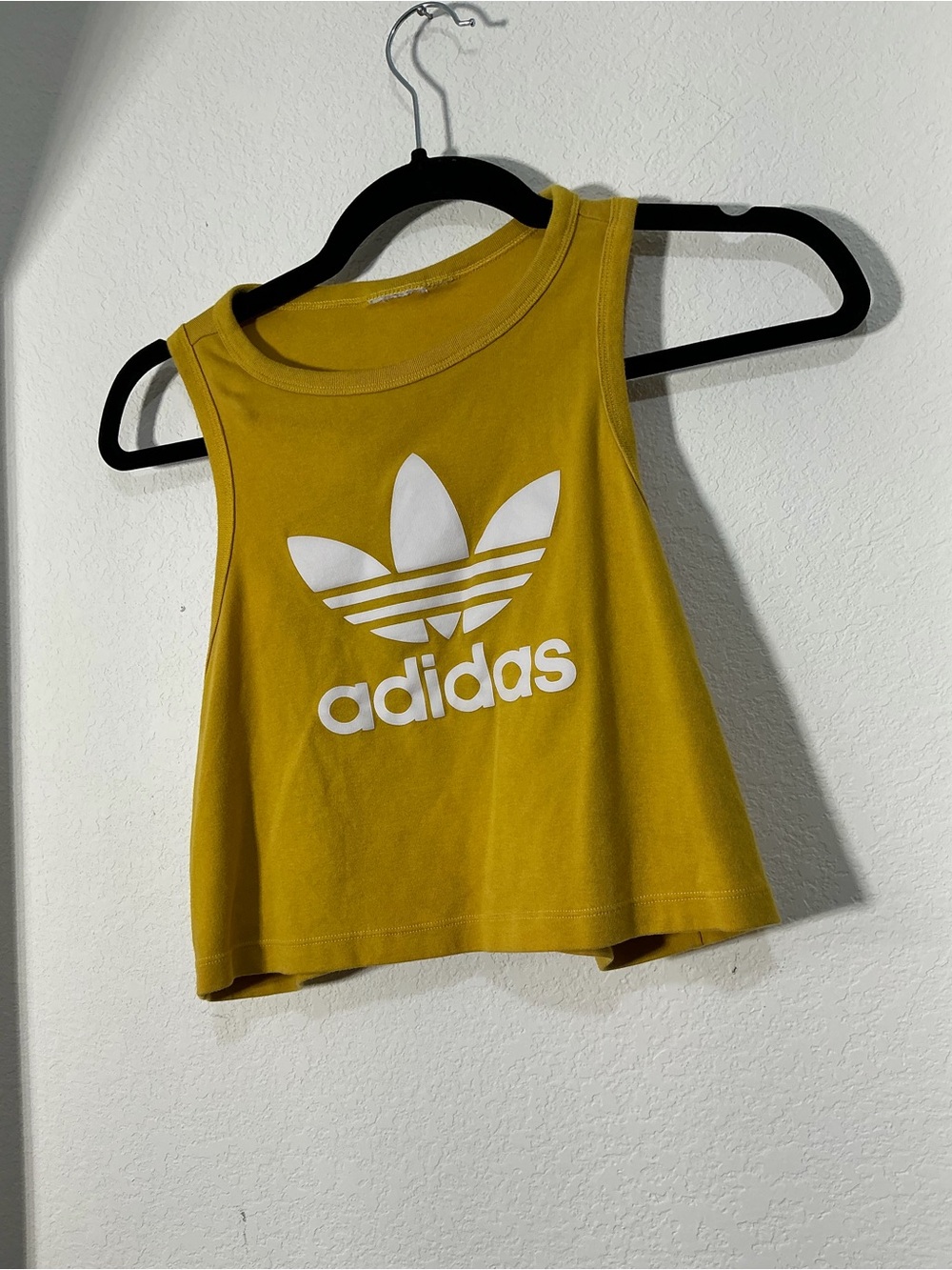 adidas Yellow Girls' Tank Top with White Trefoil Logo